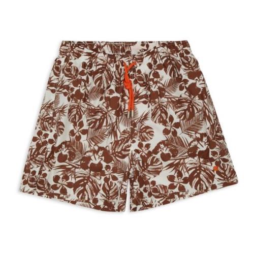 Tobak Brun Hibiscus Badeshorts