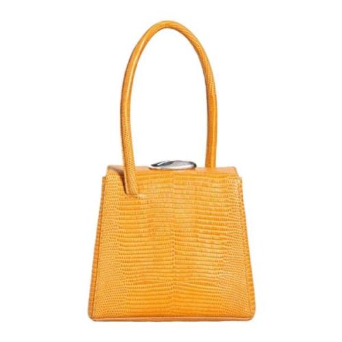 Vintage Lizard-Embossed Leather Handbag