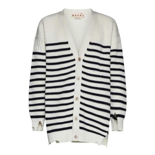 Stribet V-hals Cardigan Sweaters