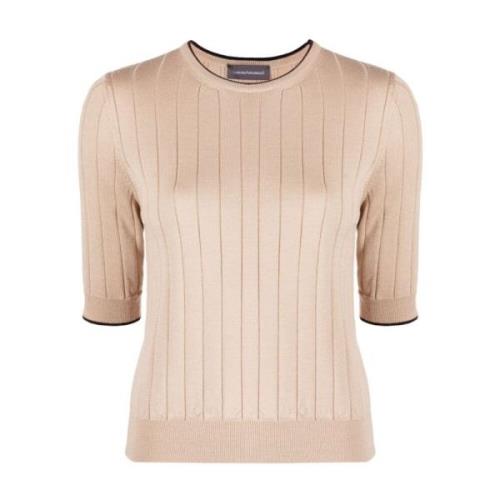 Beige Strik T-shirt Casual Stil