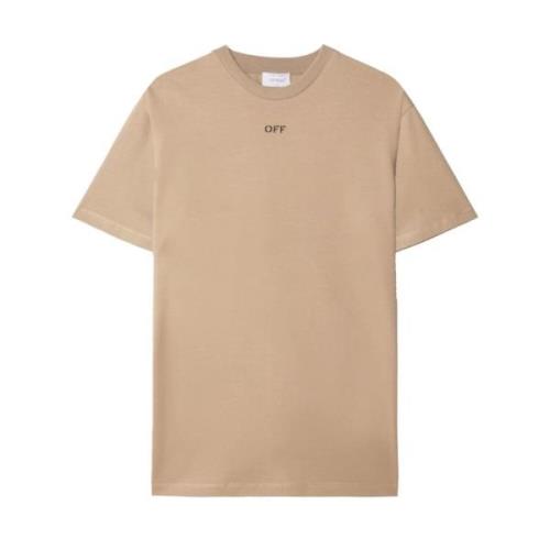 Beige T-shirts og Polos med Sort OFF Skrift