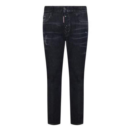 Sort Slim-Fit Brugt-Vask Denim Jeans