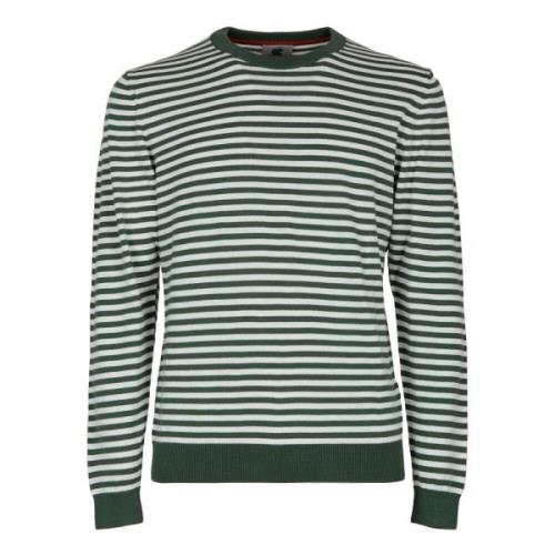 Grøn Stribet Crew-Neck Pullover