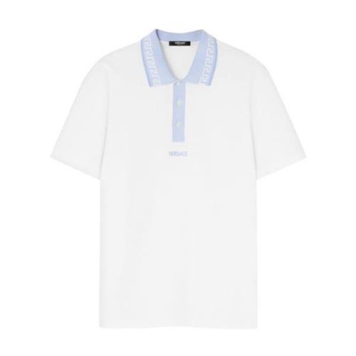 Barocco Print Polo Shirt Hvid