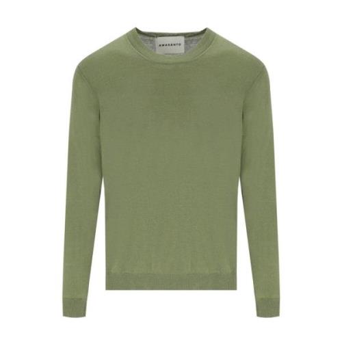 Grøn Linned Bomuld Crewneck Jumper