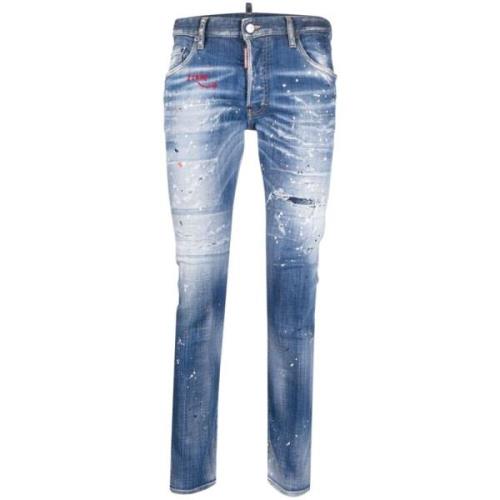 Skater Jeans med malingssprøjt detalje