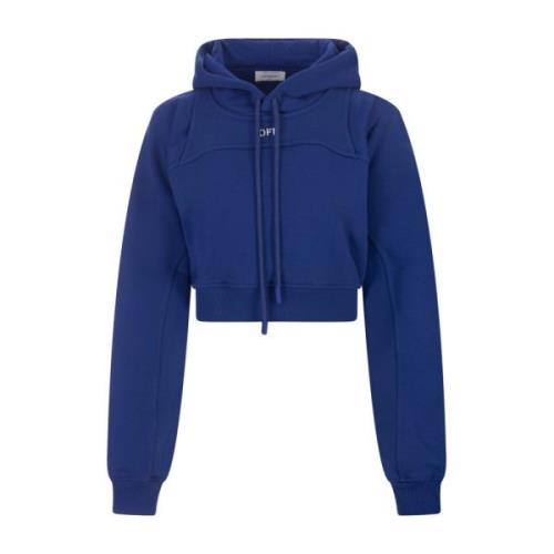 Blå Crop Hoodie med Off Logo