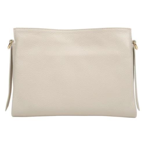 Milky-Beige Læder Crossbody Taske