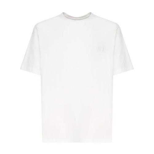 Hvid Bomulds T-shirt med Side Logo