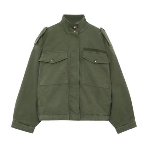 Audrey Jakke Army Grøn Oversize Stil