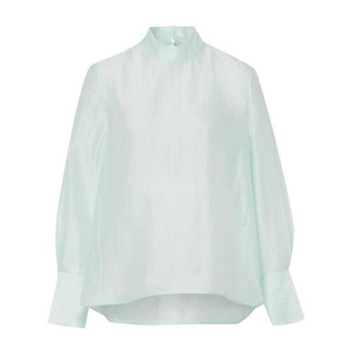 Gennemsigtig Organza Stående Krave Bluse