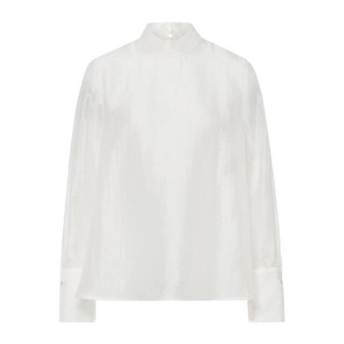 Gennemsigtig Organza Stående Krave Bluse