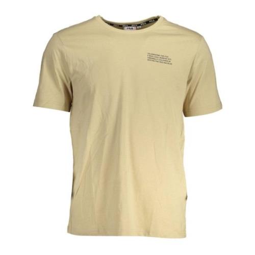 Beige Bomuld T-Shirt med Print