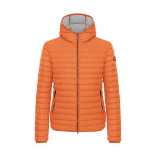 Orange Hætte Puffer Jakke