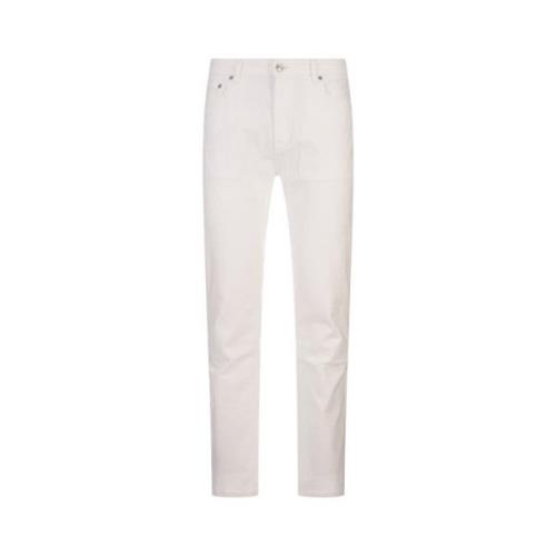 Hvid Blomstret Jacquard Slim-Fit Jeans