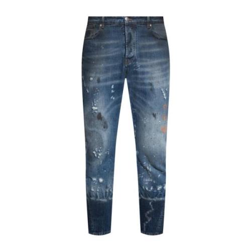 Forvitrede Navy Slim-Fit Jeans