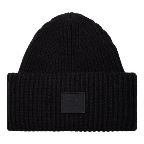 Sort Ribstrikket Beanie Hat