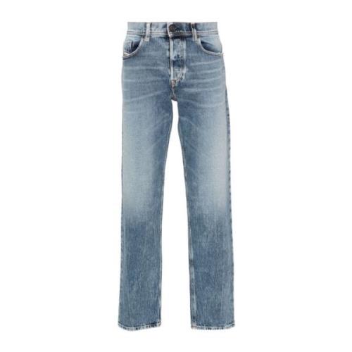 Blå Vasket Denim Jeans