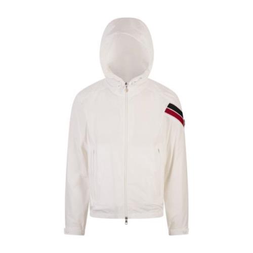 Hvid Windbreaker Jakke med Tricolor Striber