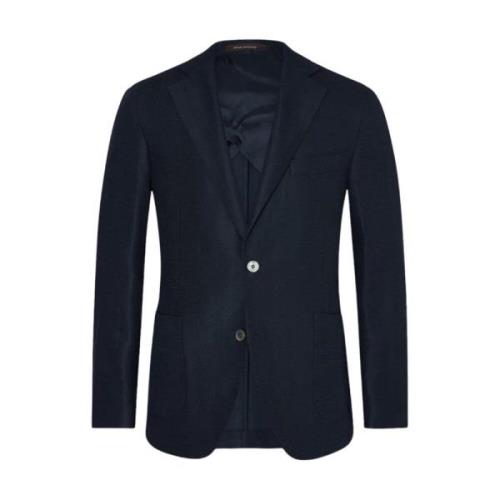 Marine Herringbone Blazer Stilfuld Behagelig