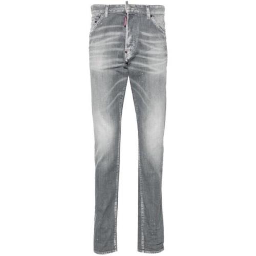 Grå Distressed Denim Skinny Bukser