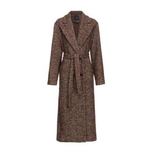 Herringbone Double-Breasted Coat Camel