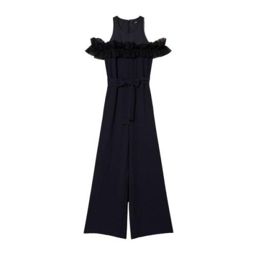 Sort Jumpsuit med Tyl Ruffle