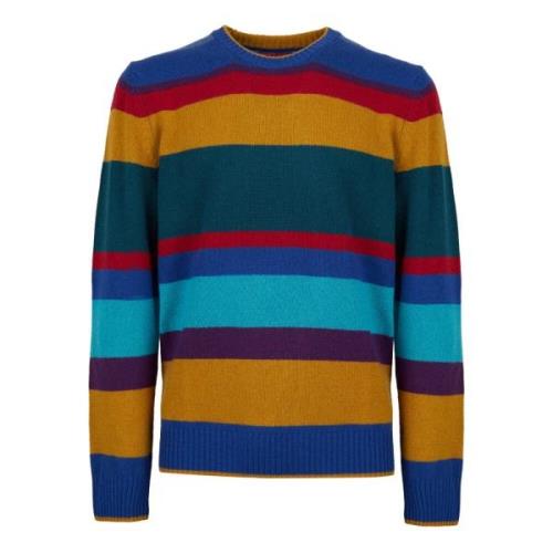 Blå Multifarvet Stribe Crew-Neck Sweater