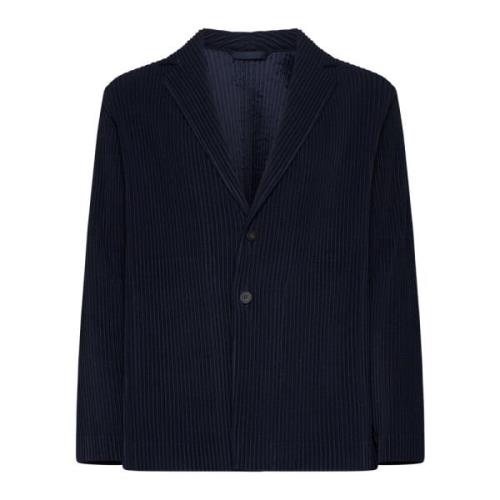 Navy Blue Plisseret Blazer Jakke