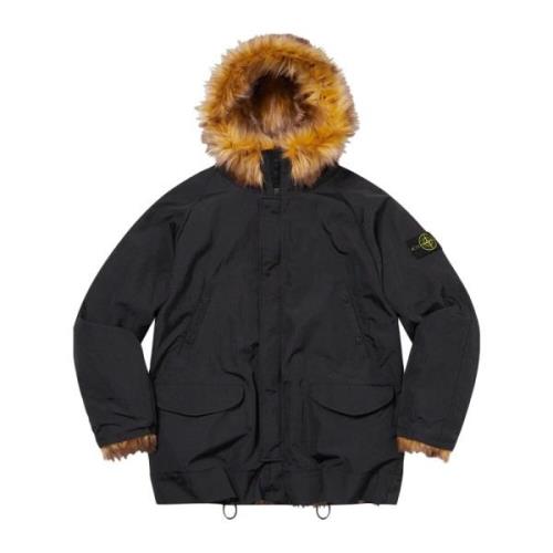 Vendbar Faux Fur Parka Sort