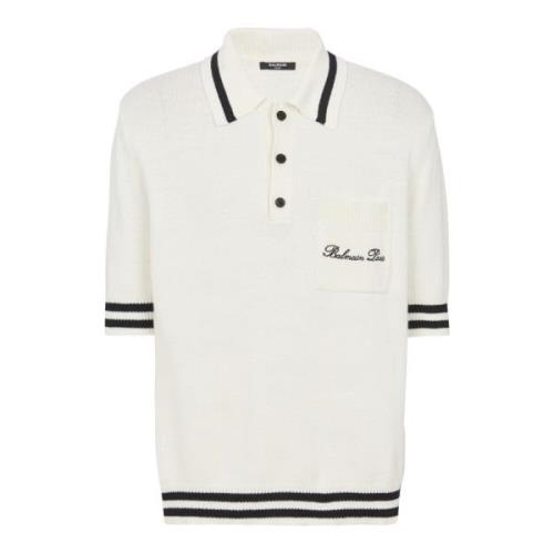 Uld poloshirt med signaturbroderi