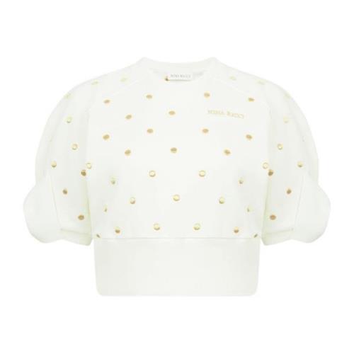 Hvid Guld Polka Dot Crop Top