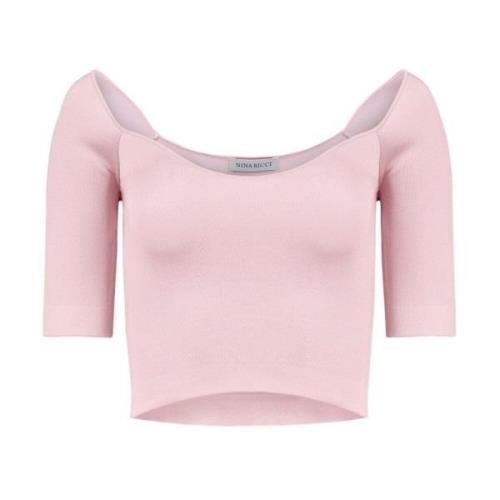 Pink Heart Neckline Cropped Top