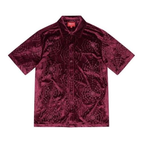 Spider Web Velvet Skjorte Burgundy