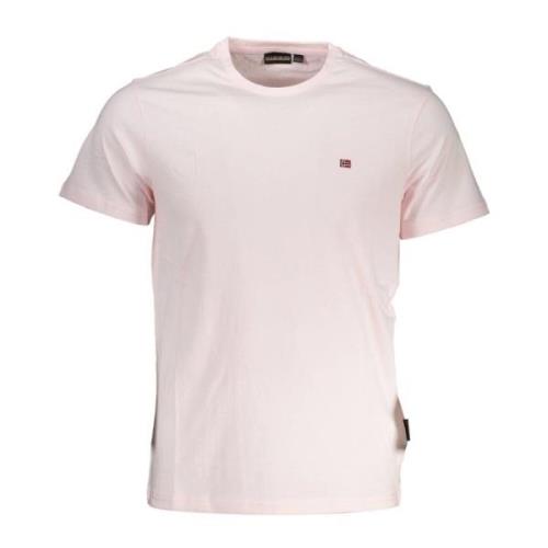 Elegant pink broderet T-shirt til mænd