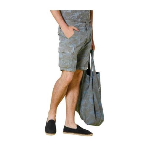 Beige Blomstret Cargo Bermuda Shorts