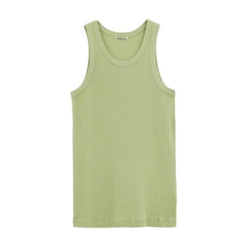 Grøn Bomuld Ribbet Tank Top