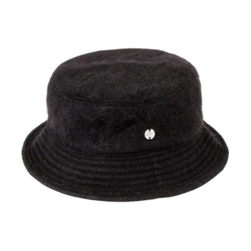 Sort Mohair Bucket Hat med Logo