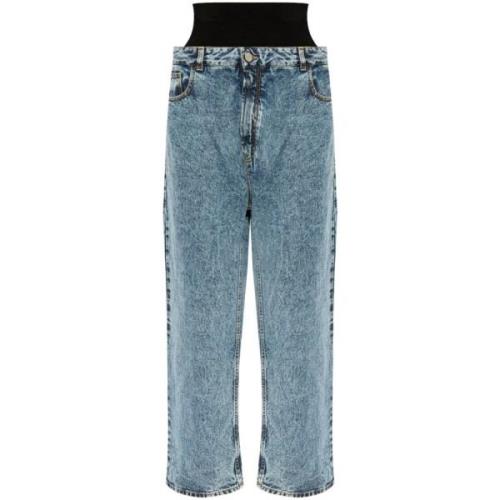 Blå Bomuld Blandet Straight Leg Jeans