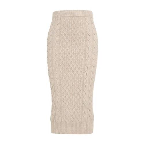 Elegant Cable Knit Tube Skirt Beige