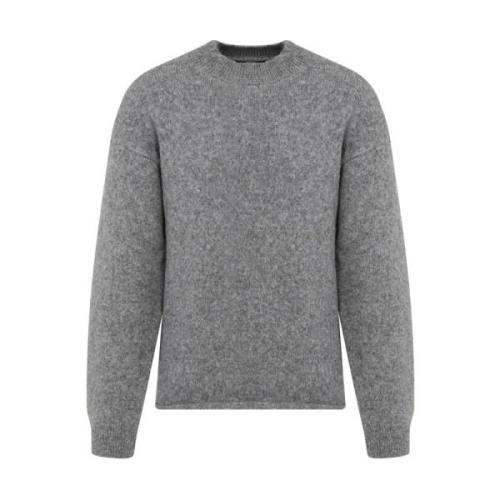 Grå Alpaka Uld Pullover Sweater