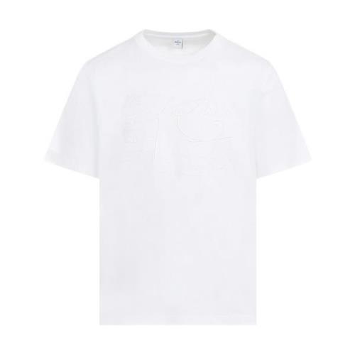 Hvid Bomulds T-shirt med Logo Broderi