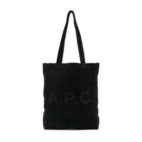 Sort Corduroy Logo Tote Taske