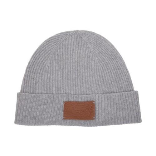 Uld og Læder Beanie Hat