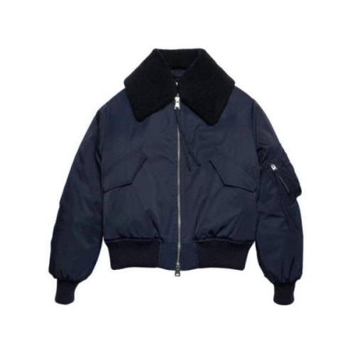 Shearling Krave Navy Bomber Jakke