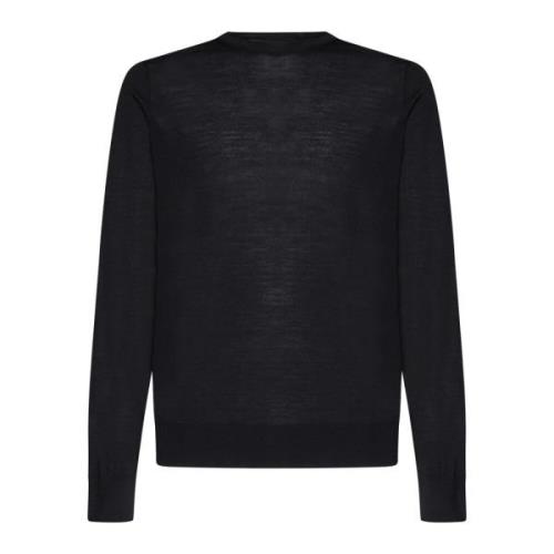 Sort Sweater med Hvid/Blå Detalje