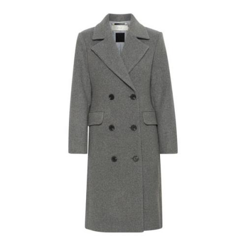 Klassisk Lapel Coat Jakke Granite Melange