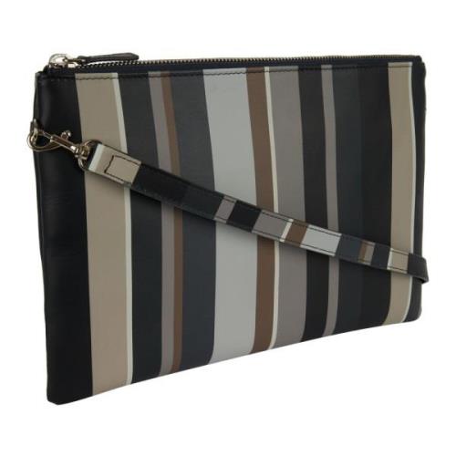 Multifarvet Stribe Læder Clutch