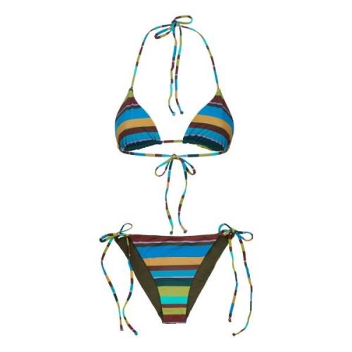 Farverig Stribe Trekant Bikini