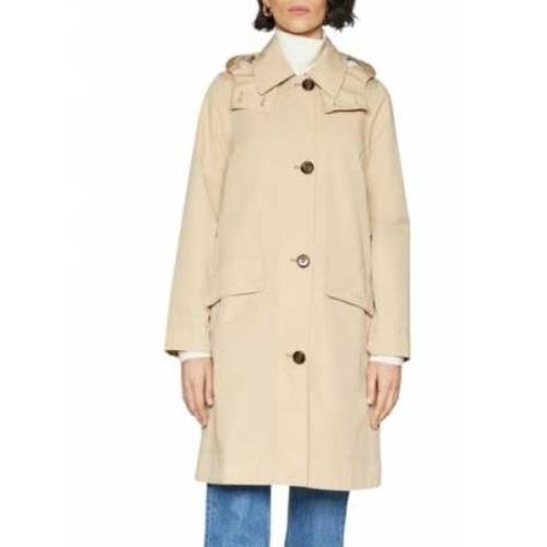 Beige Trench Coat med Aftagelig Hætte